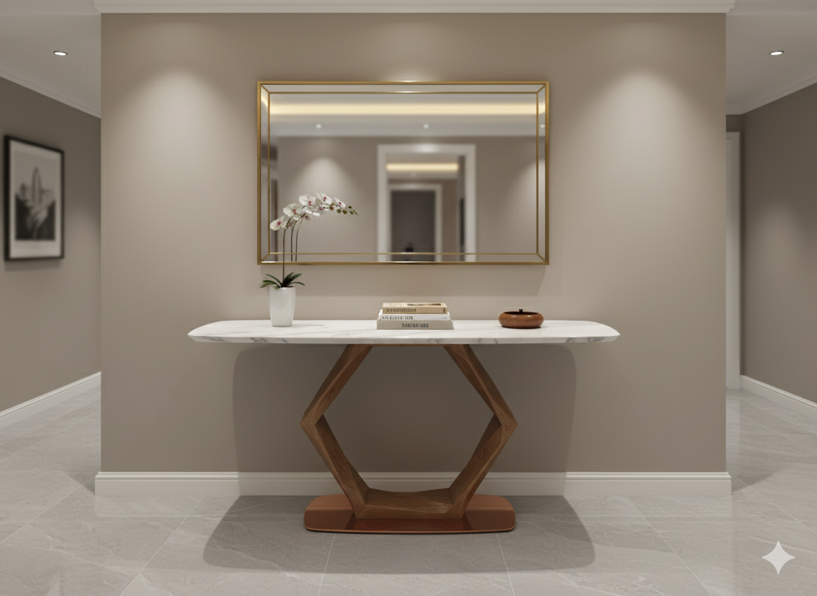 kanak - stylish console table made of wood and marble