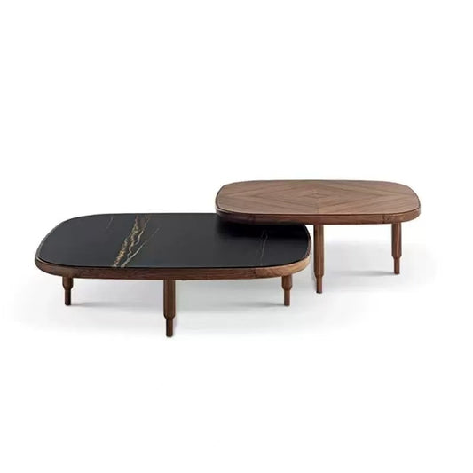 West - Twin Wooden Coffee Table with Marble.