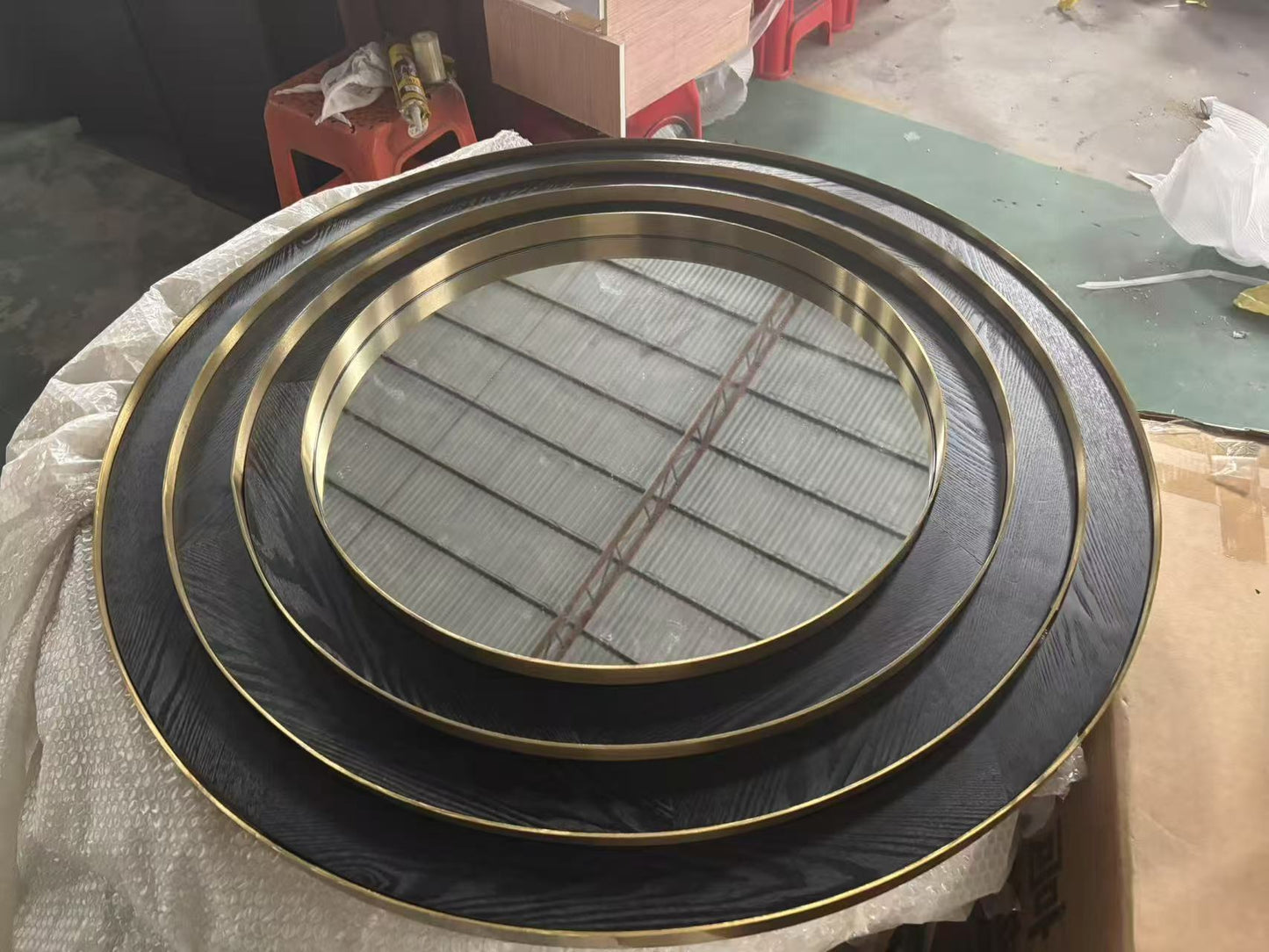 ravi round wooden frame and mirror